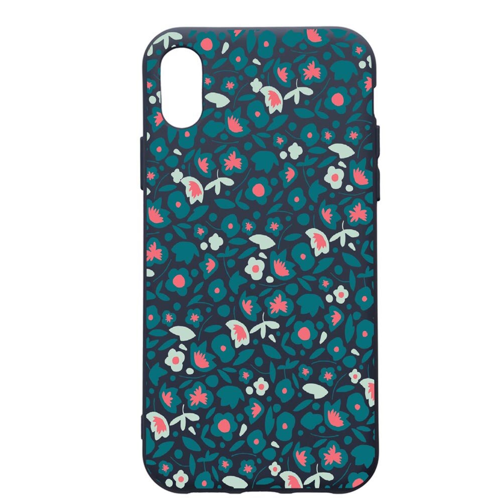 Husa Premium Silicon Compatibila Cu Huawei Y5 2019, Green Flowers Pattern, cu interiorul din material textil, protectie camera, Alaskan Blue, PAB632
