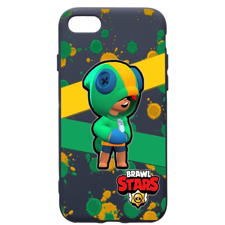 Husa Premium Silicon Compatibila Cu Apple IPhone SE 2 / iPhone 8 / iPhone 7, Brawl Stars Leon, cu interiorul din material textil, protectie camera, Alaskan Blue, PAB647