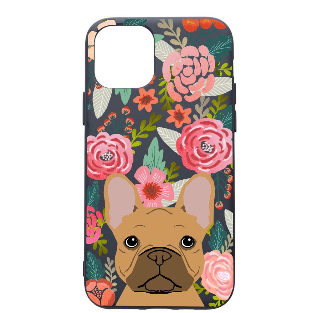 Husa Premium Silicon Compatibila Cu Apple IPhone 11, Dog In Flowers, cu interiorul din material textil, protectie camera, Alaskan Blue, PAB637