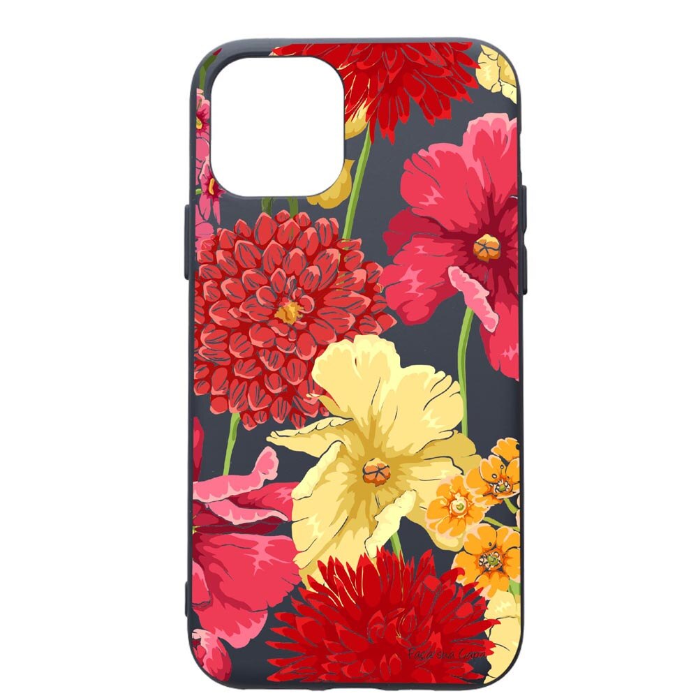 Husa Premium Silicon Compatibila Cu Apple IPhone 12 Pro, Flowers Red Galben, cu interiorul din material textil, protectie camera, Alaskan Blue, PAB634