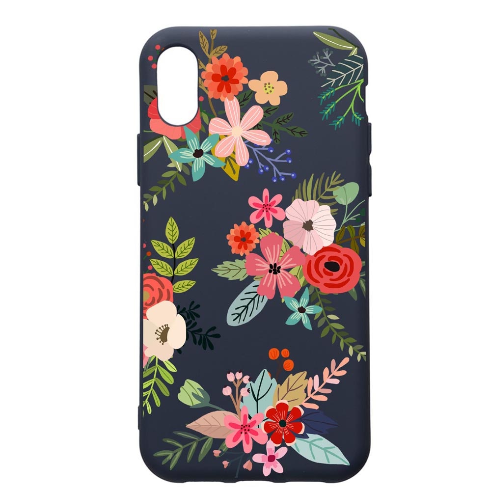 Husa Premium Silicon Compatibila Cu Apple IPhone XS Max, Flowers, cu interiorul din material textil, protectie camera, Alaskan Blue, PAB630