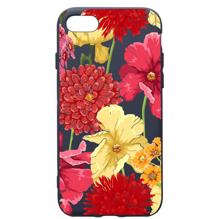 Husa Premium Silicon Compatibila Cu Apple IPhone SE 2 / iPhone 8 / iPhone 7, Flowers Red Galben, cu interiorul din material textil, protectie camera, Alaskan Blue, PAB634