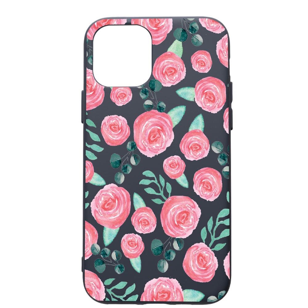 Husa Premium Silicon Compatibila Cu Apple IPhone 12 Pro, Rose Pattern, cu interiorul din material textil, protectie camera, Alaskan Blue, PAB640
