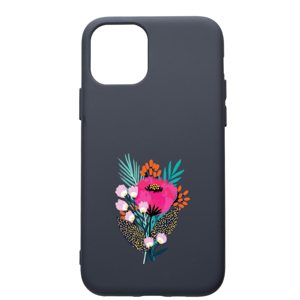 Husa Premium Silicon Compatibila Cu Apple IPhone 11 Pro Max, Flowers, cu interiorul din material textil, protectie camera, Alaskan Blue, PAB641