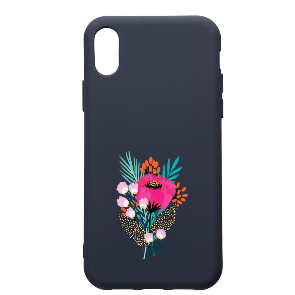 Husa Premium Silicon Compatibila Cu Samsung Galaxy A01, Flowers, cu interiorul din material textil, protectie camera, Alaskan Blue, PAB641