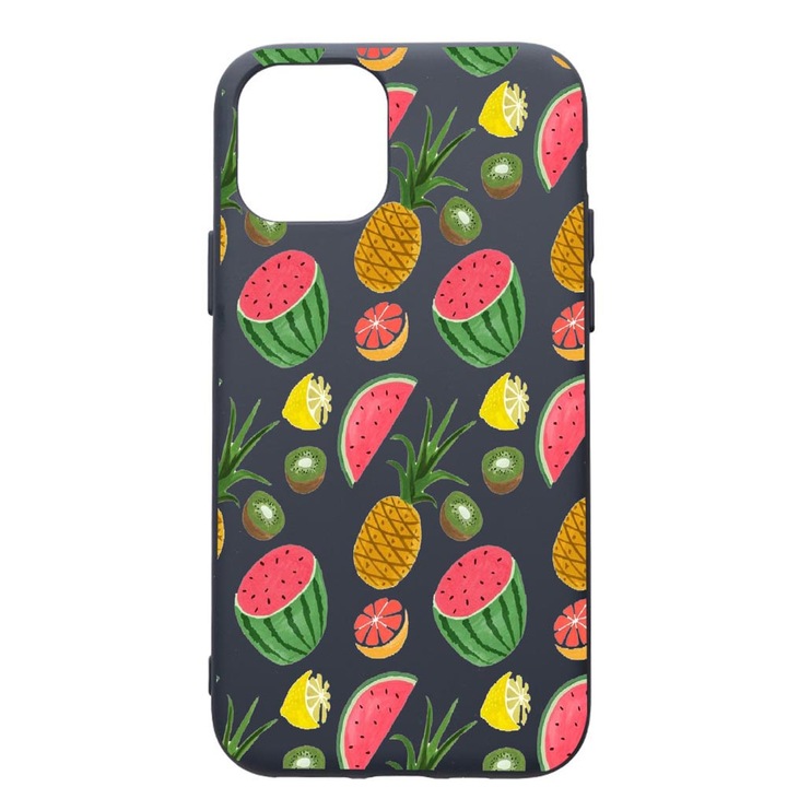 Husa Premium Silicon Compatibila Cu Apple IPhone 12, Ananas, cu interiorul din material textil, protectie camera, Alaskan Blue, PAB666