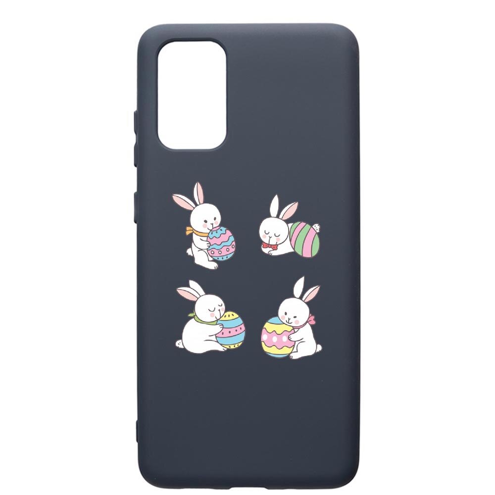 Husa Premium Silicon Compatibila Cu Samsung Galaxy S20 Plus, Rabbit Easter, cu interiorul din material textil, protectie camera, Alaskan Blue, PAB690