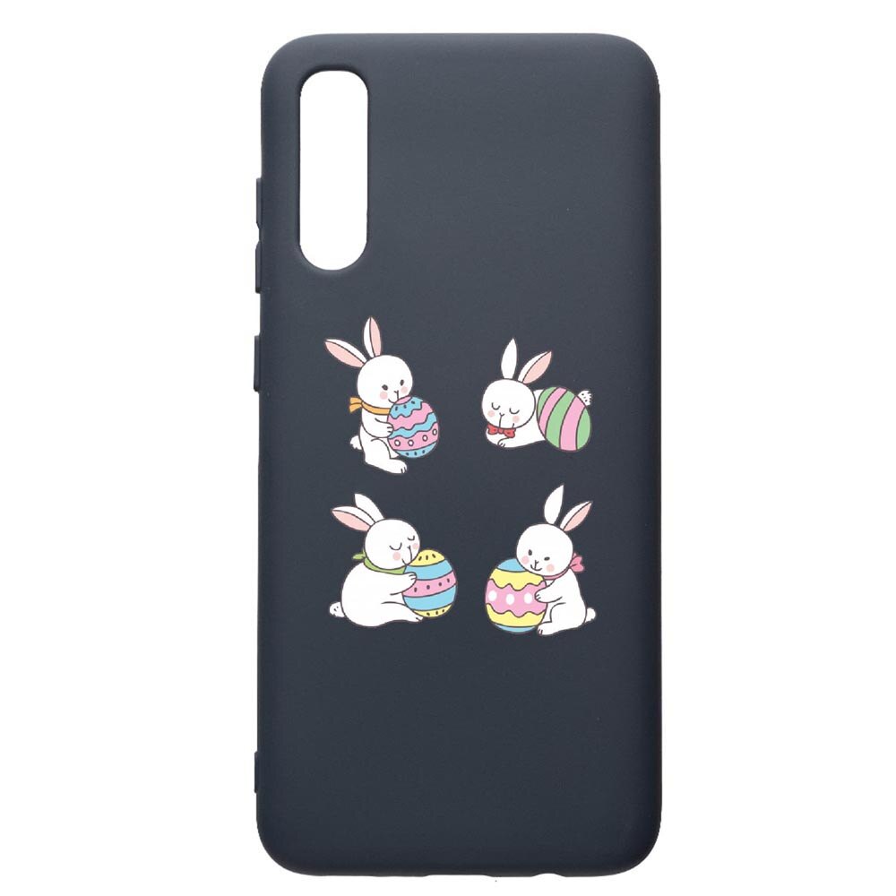 Husa Premium Silicon Compatibila Cu Samsung Galaxy A70, Rabbit Easter, cu interiorul din material textil, protectie camera, Alaskan Blue, PAB690