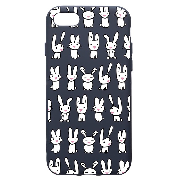 Husa Premium Silicon Compatibila Cu Apple IPhone SE 2 / iPhone 8 / iPhone 7, Rabbits, cu interiorul din material textil, protectie camera, Alaskan Blue, PAB691