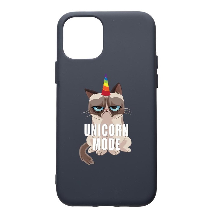 Husa Premium Silicon Compatibila Cu Apple IPhone 12 Mini, Meme - Gumpy Unicorn Mode, cu interiorul din material textil, protectie camera, Alaskan Blue, PAB654