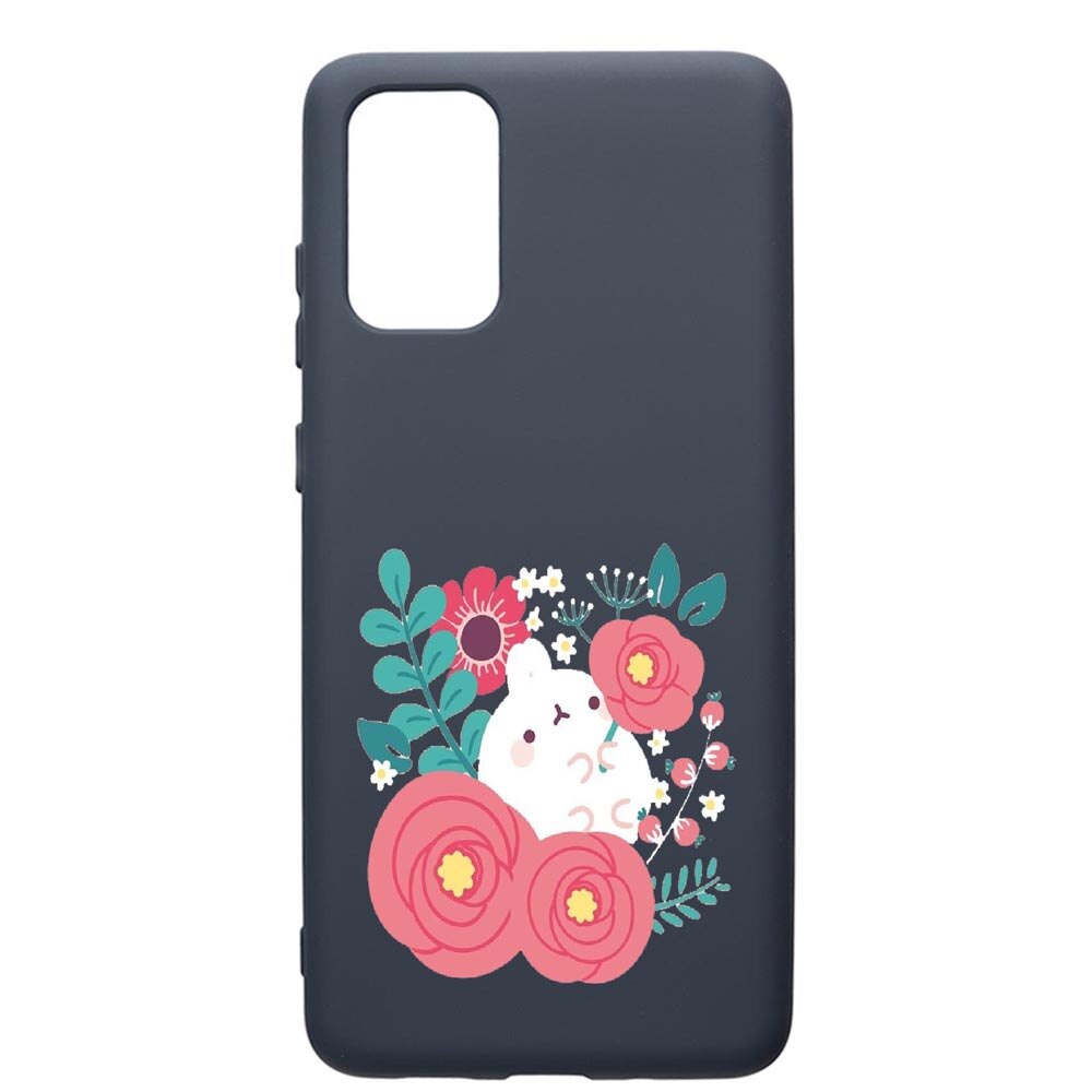 Husa Premium Silicon Compatibila Cu Samsung Galaxy S20 Plus, Rabbits in Flowers, cu interiorul din material textil, protectie camera, Alaskan Blue, PAB686