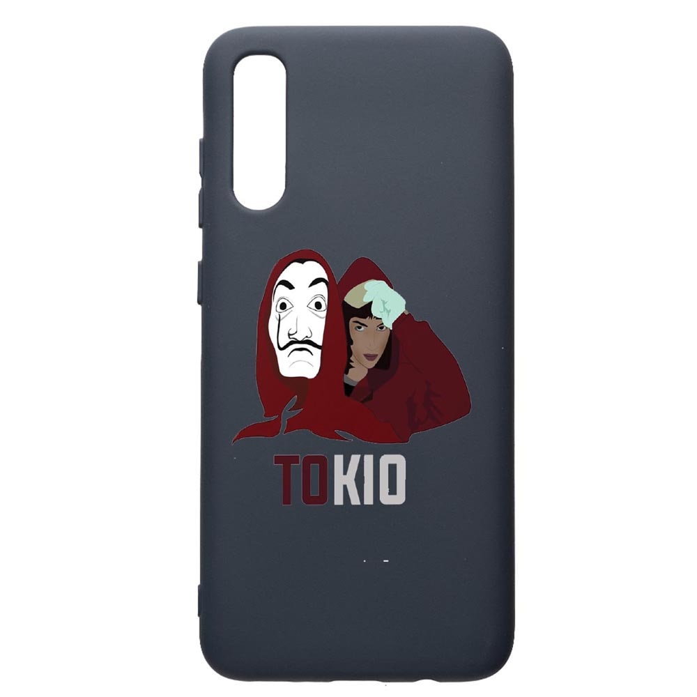 Husa Premium Silicon Compatibila Cu Samsung Galaxy A70, La Casa De Papel - Tokyo, cu interiorul din material textil, protectie camera, Alaskan Blue, PAB710