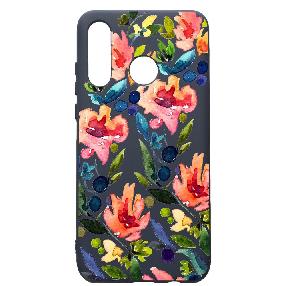 Husa Premium Silicon Compatibila Cu Huawei P30 Lite, Spring Flowers, cu interiorul din material textil, protectie camera, Alaskan Blue, PAB628