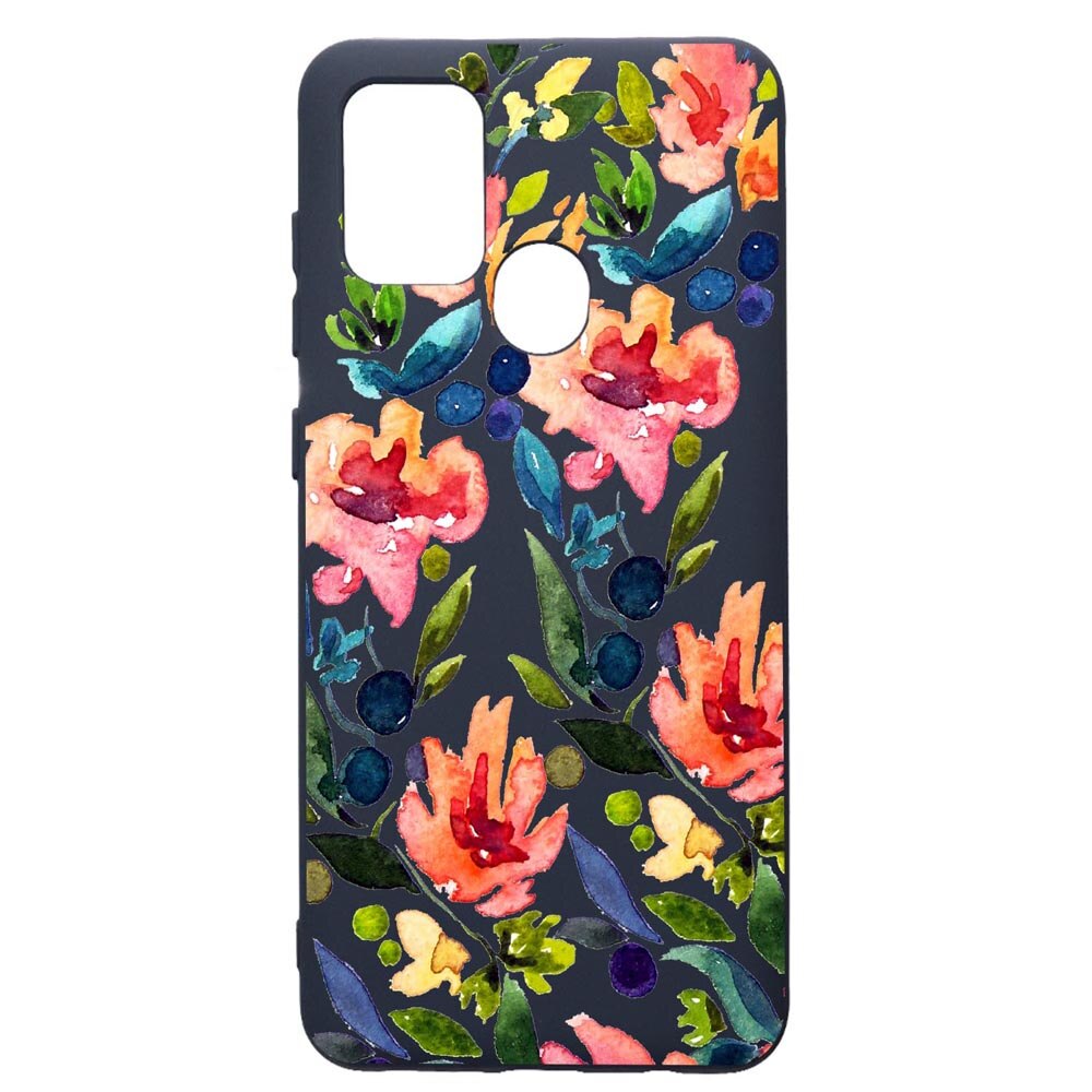 Husa Premium Silicon Compatibila Cu Samsung Galaxy A21S, Spring Flowers, cu interiorul din material textil, protectie camera, Alaskan Blue, PAB628