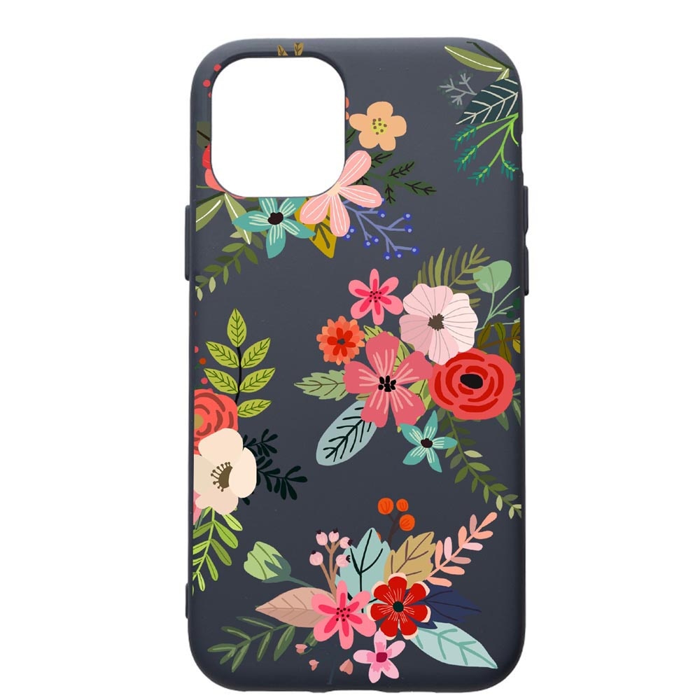 Husa Premium Silicon Compatibila Cu Apple IPhone 11 Pro, Flowers, cu interiorul din material textil, protectie camera, Alaskan Blue, PAB630