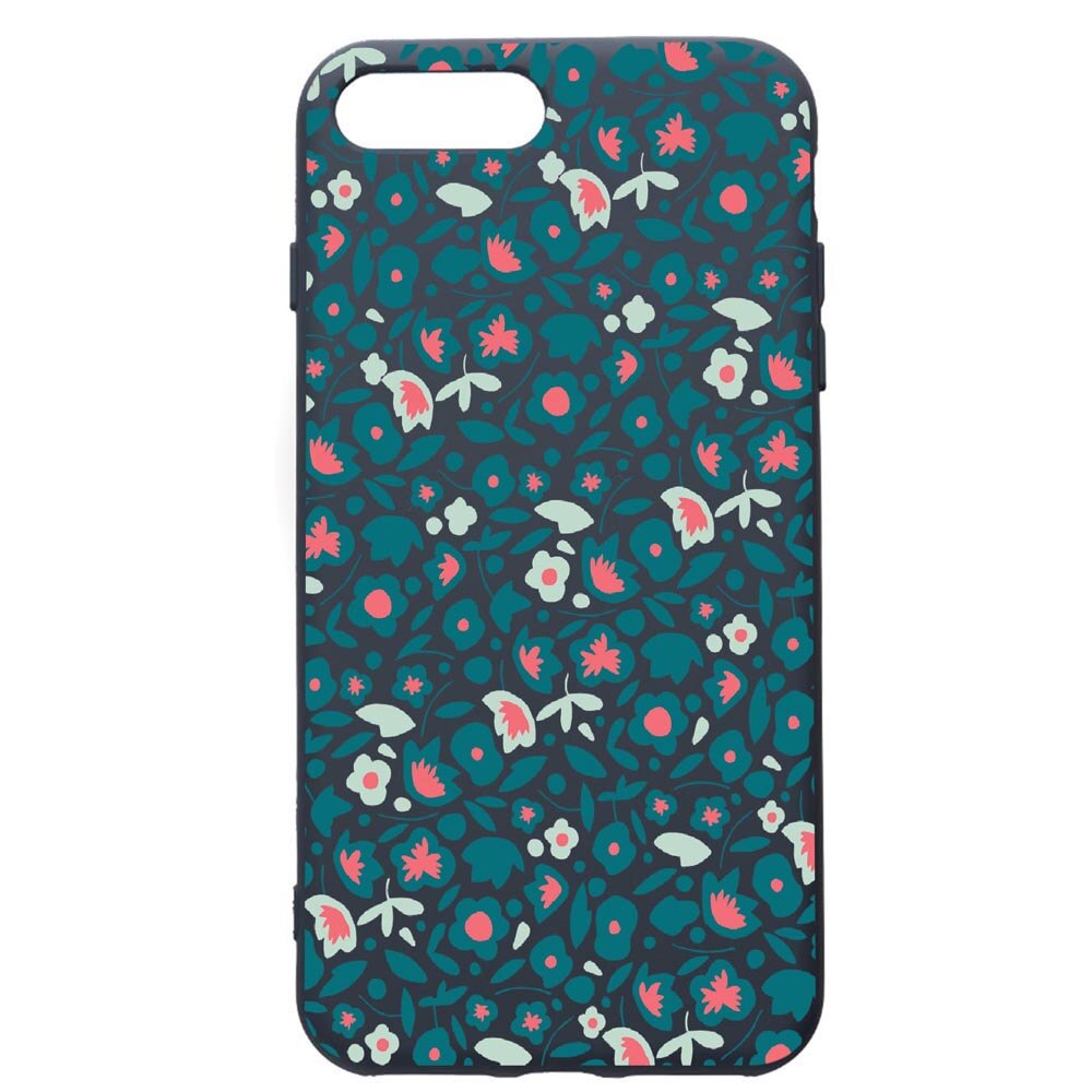 Husa Premium Silicon Compatibila Cu Apple iPhone 8 Plus / iPhone 7 Plus, Green Flowers Pattern, cu interiorul din material textil, protectie camera, Alaskan Blue, PAB632