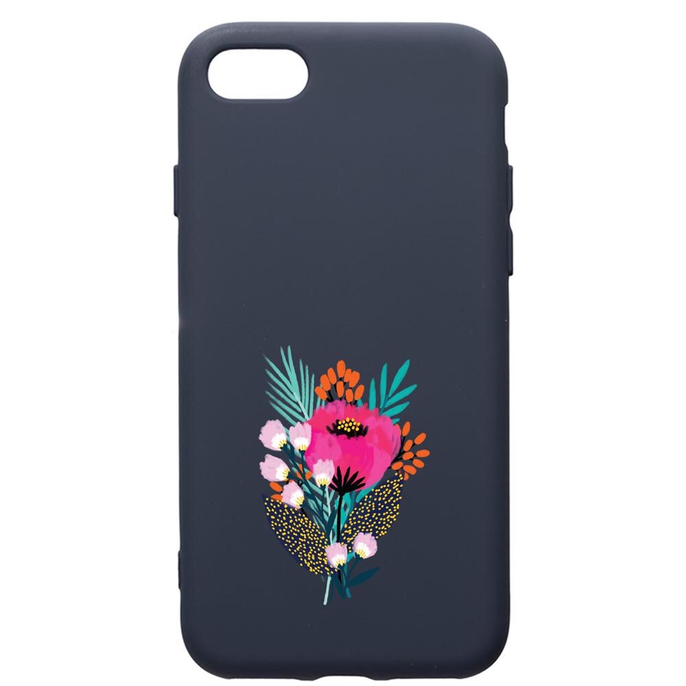 Husa Premium Silicon Compatibila Cu Apple IPhone SE 2 / iPhone 8 / iPhone 7, Flowers, cu interiorul din material textil, protectie camera, Alaskan Blue, PAB641