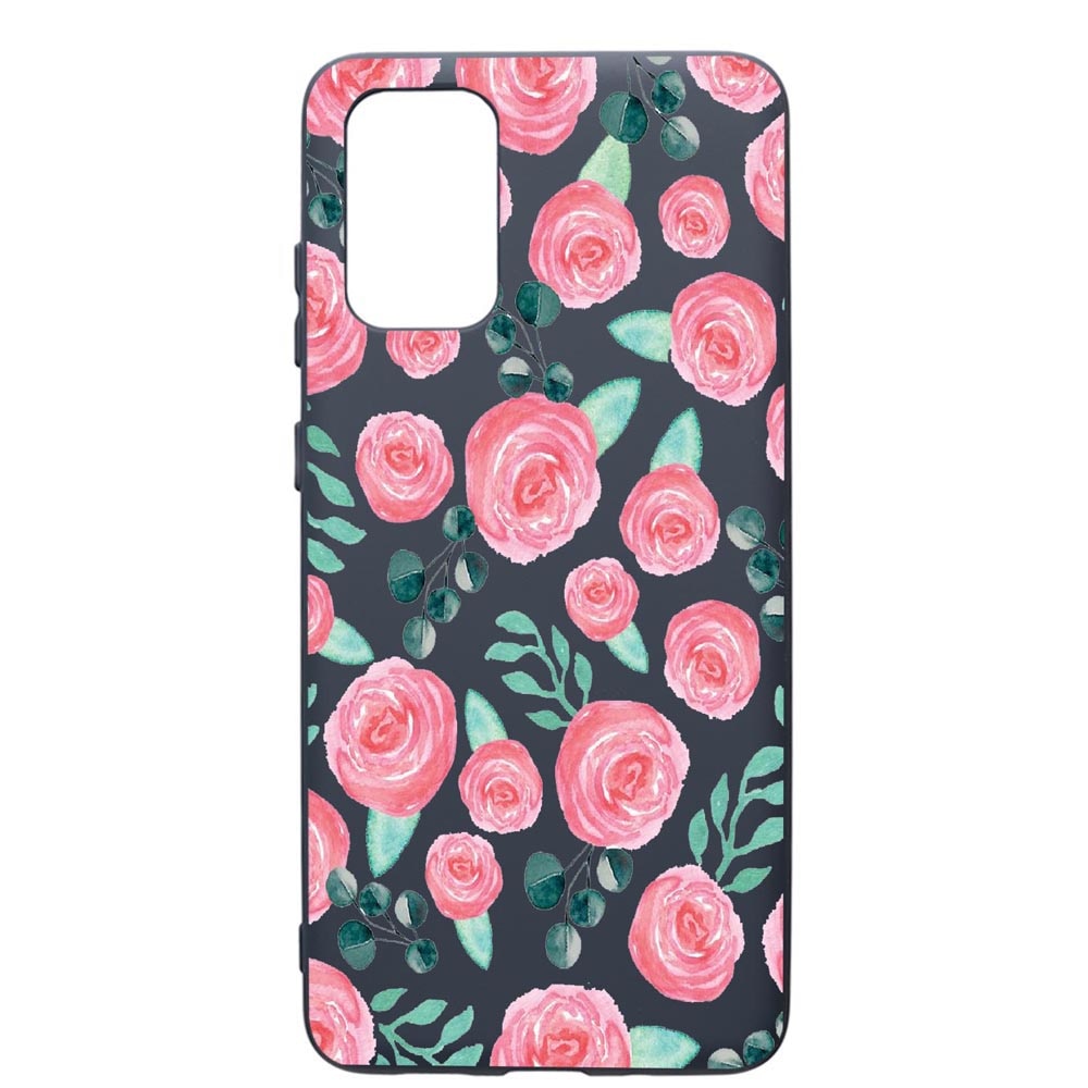 Husa Premium Silicon Compatibila Cu Samsung Galaxy S20 Plus, Rose Pattern, cu interiorul din material textil, protectie camera, Alaskan Blue, PAB640