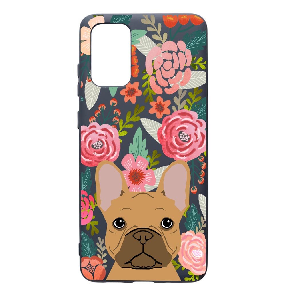 Husa Premium Silicon Compatibila Cu Samsung Galaxy S20 Plus, Dog In Flowers, cu interiorul din material textil, protectie camera, Alaskan Blue, PAB637