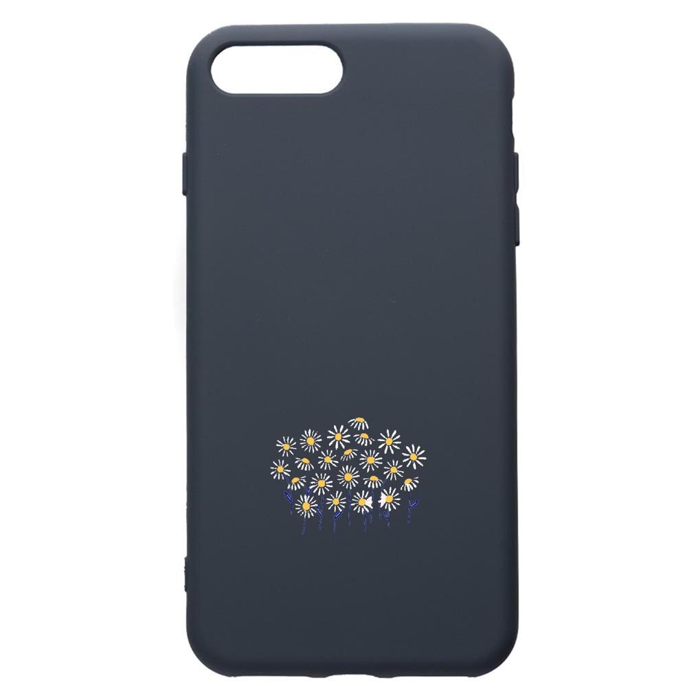 Husa Premium Silicon Compatibila Cu Apple iPhone 8 Plus / iPhone 7 Plus, Little Flowers, cu interiorul din material textil, protectie camera, Alaskan Blue, PAB642
