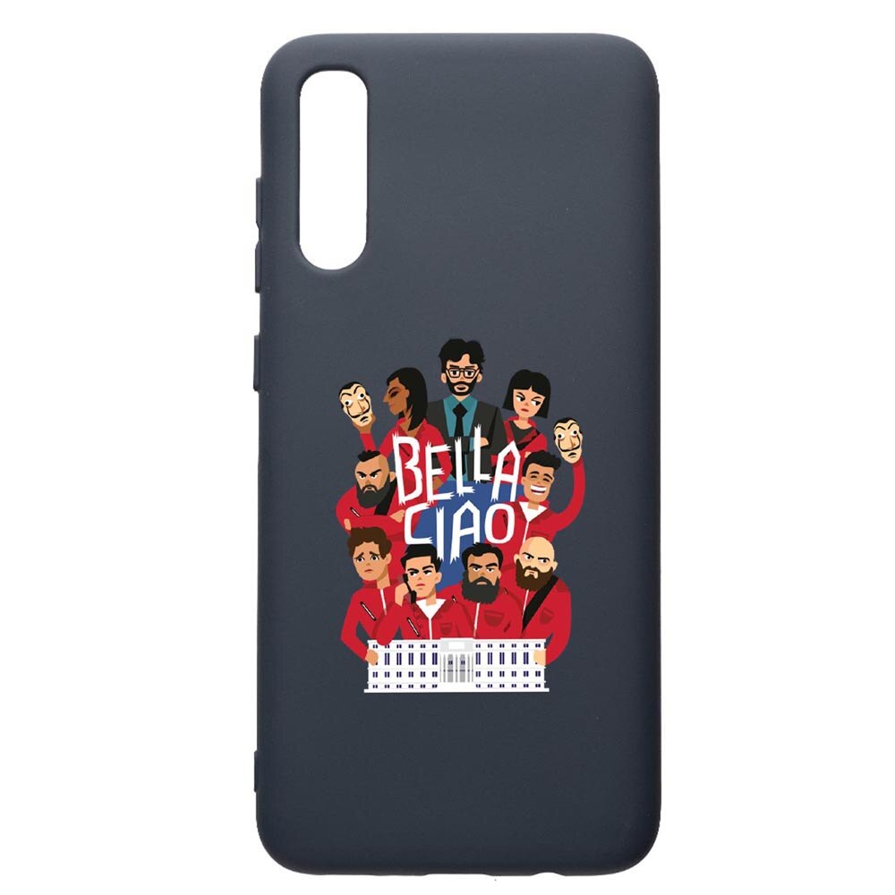 Husa Premium Silicon Compatibila Cu Samsung Galaxy A30S, La Casa De Papel Ciao Bella, cu interiorul din material textil, protectie camera, Alaskan Blue, PAB718