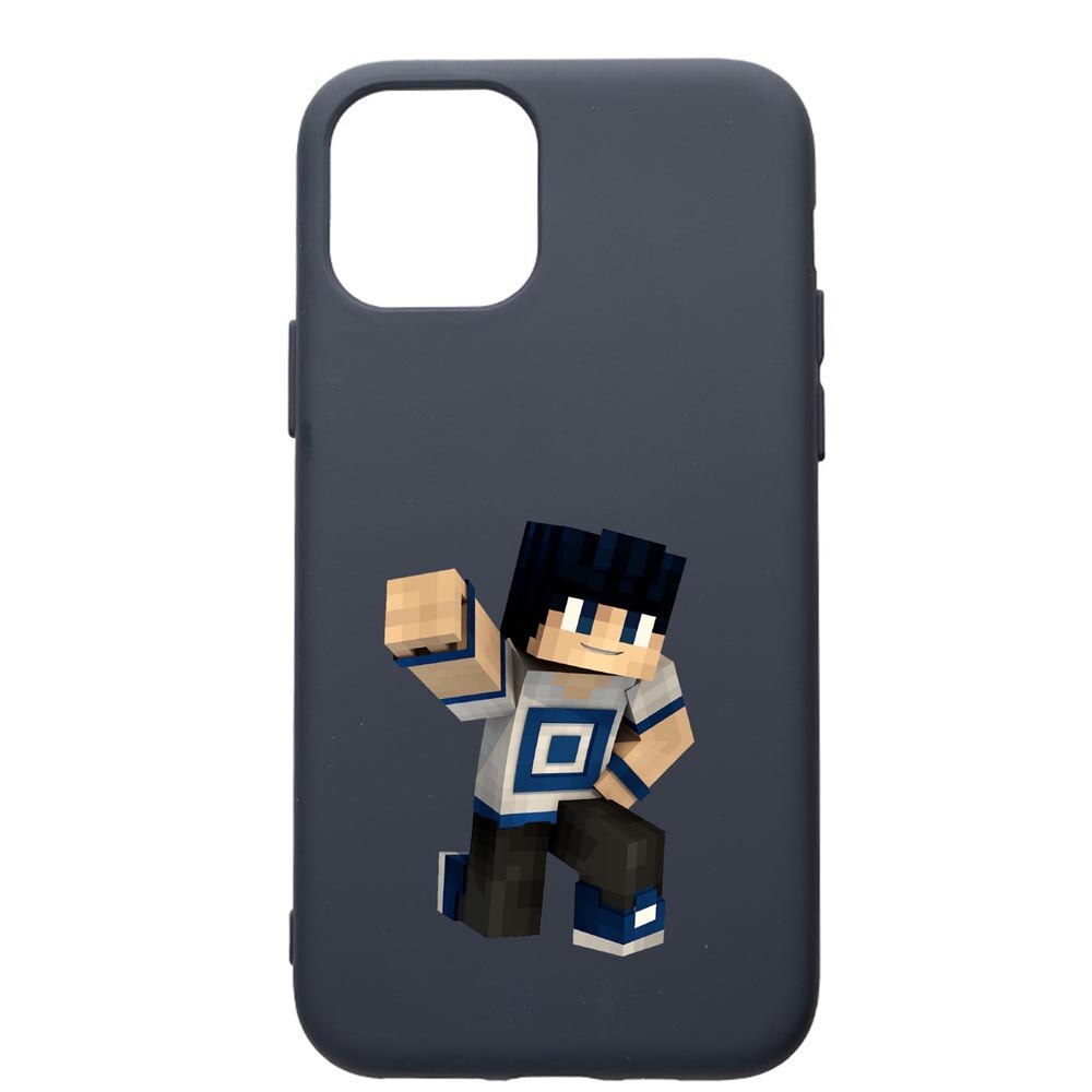 Husa Premium Silicon Compatibila Cu Apple IPhone 12, Minecraft, cu interiorul din material textil, protectie camera, Alaskan Blue, PAB725