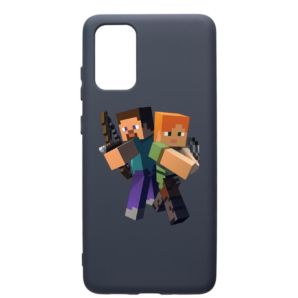 Husa Premium Silicon Compatibila Cu Samsung Galaxy S20 Plus, Minecraft, cu interiorul din material textil, protectie camera, Alaskan Blue, PAB728