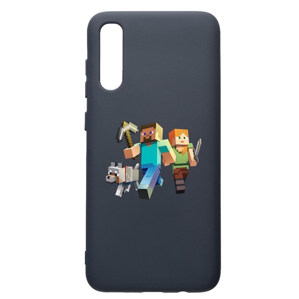 Husa Premium Silicon Compatibila Cu Samsung Galaxy A70, Minecraft, cu interiorul din material textil, protectie camera, Alaskan Blue, PAB730