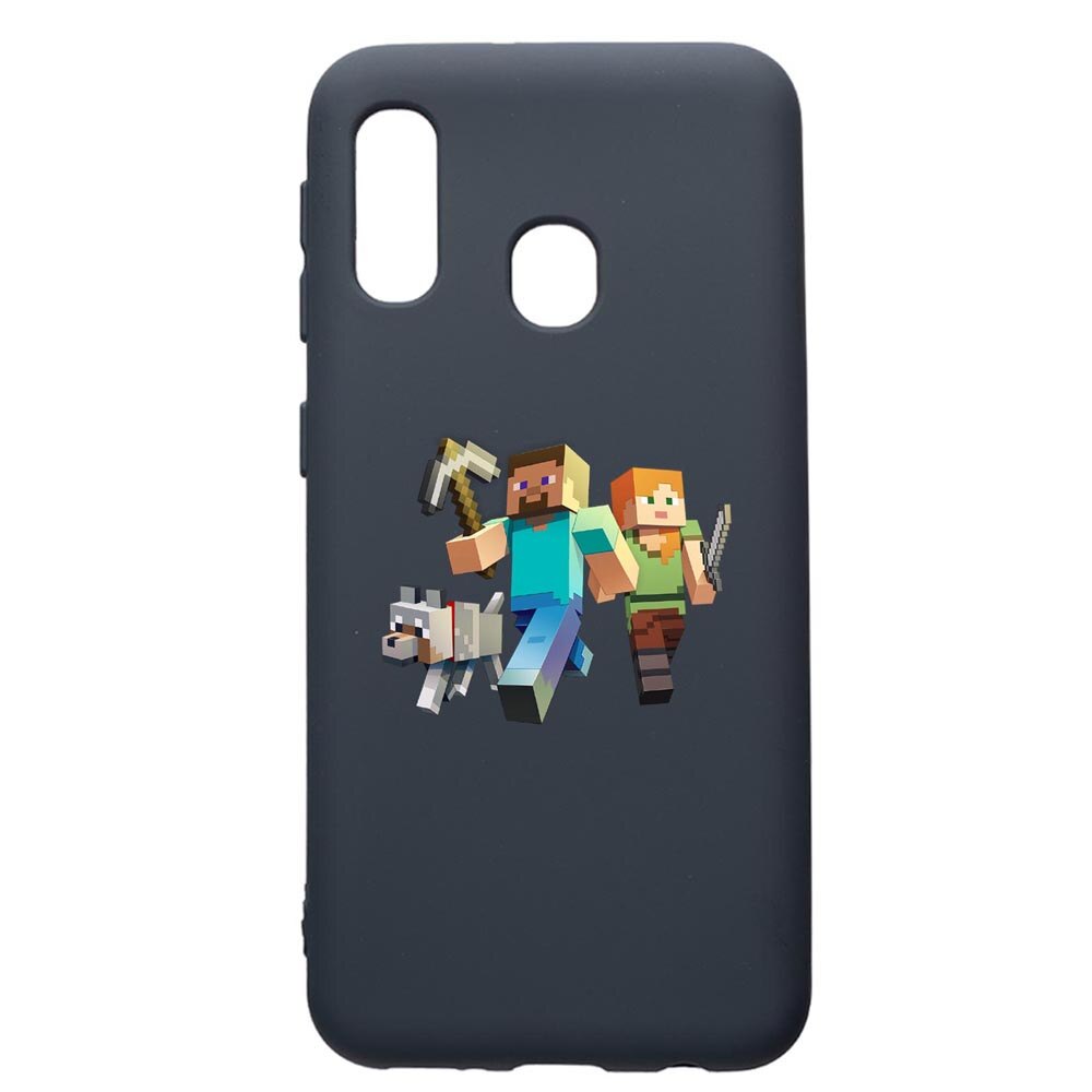 Husa Premium Silicon Compatibila Cu Samsung Galaxy A20E, Minecraft, cu interiorul din material textil, protectie camera, Alaskan Blue, PAB730