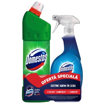 Pachet curatenie Domestos Pine 1l + Domestos spray 750 ml Pachet curatenie Domestos Pine 1l + Domestos spray 750 ml