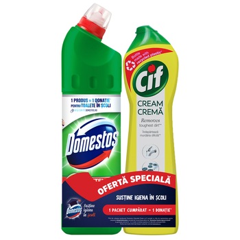 Pachet curatenie Domestos Pine 750 ml + Cif Lemon 500 ml Pachet curatenie Domestos Pine 750 ml + Cif Lemon 500 ml