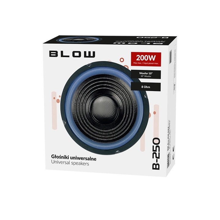 Автомобилен високоговорител Blow B-250, 250mm, 8 ohm, 100W