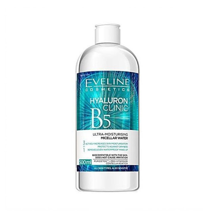 Мицеларна вода Eveline Cosmetics, Hyaluron Clinic B5, 500 мл