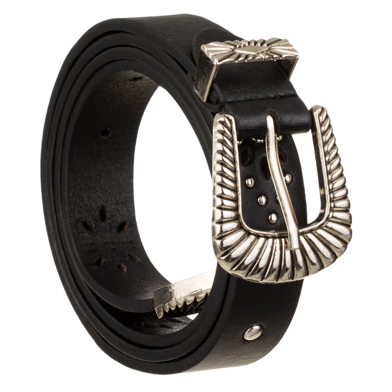 Curea dama, Zola, neagra, catarama cu model, reglabila, 110x2,4