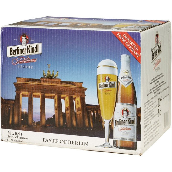 Bere Blonda Berliner Kindl Pilsner, 5%, Sticla, 20 x 0.5l