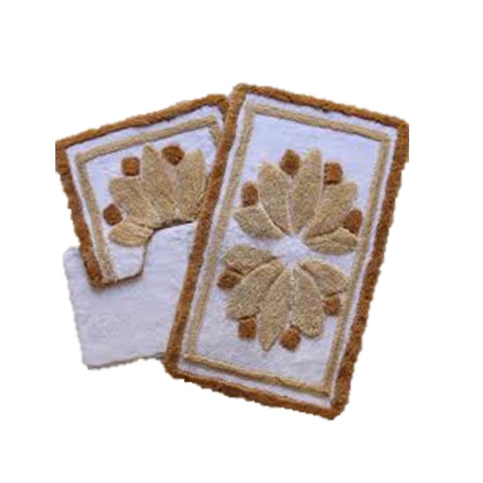 Set 3 Covorase de baie TAC Aliva Crem, 100 % Acril, 100 x 60, 50 x 60, 40 x 60