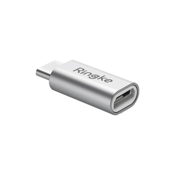 Adaptor Premium Ringke , convertor Micro-USB la Type-C - Silver Adaptor Premium Ringke , convertor Micro-USB la Type-C - Silver