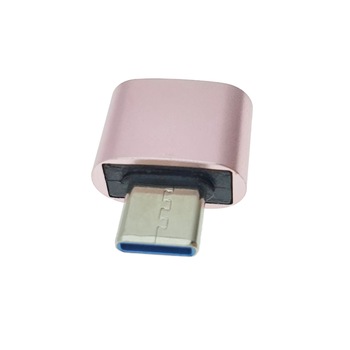 Adaptor OTG USB 2.0 mama la USB tip C tata, carcasa aluminiu, alimentare si transfer de date, roz Adaptor OTG USB 2.0 mama la USB tip C tata, carcasa aluminiu, alimentare si transfer de date, roz