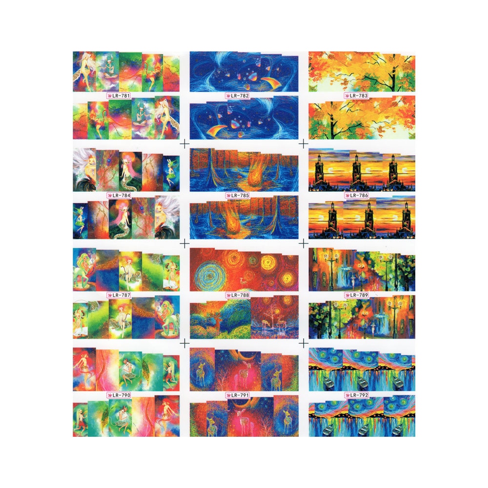 Sticker A4 pentru decor unghii Lila Rossa, 12in1, V103-LR781-LR792