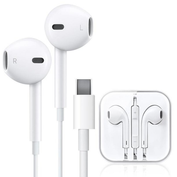 Casti Handsfree EDAR® cu microfon, control volum, mufa Type C , alb