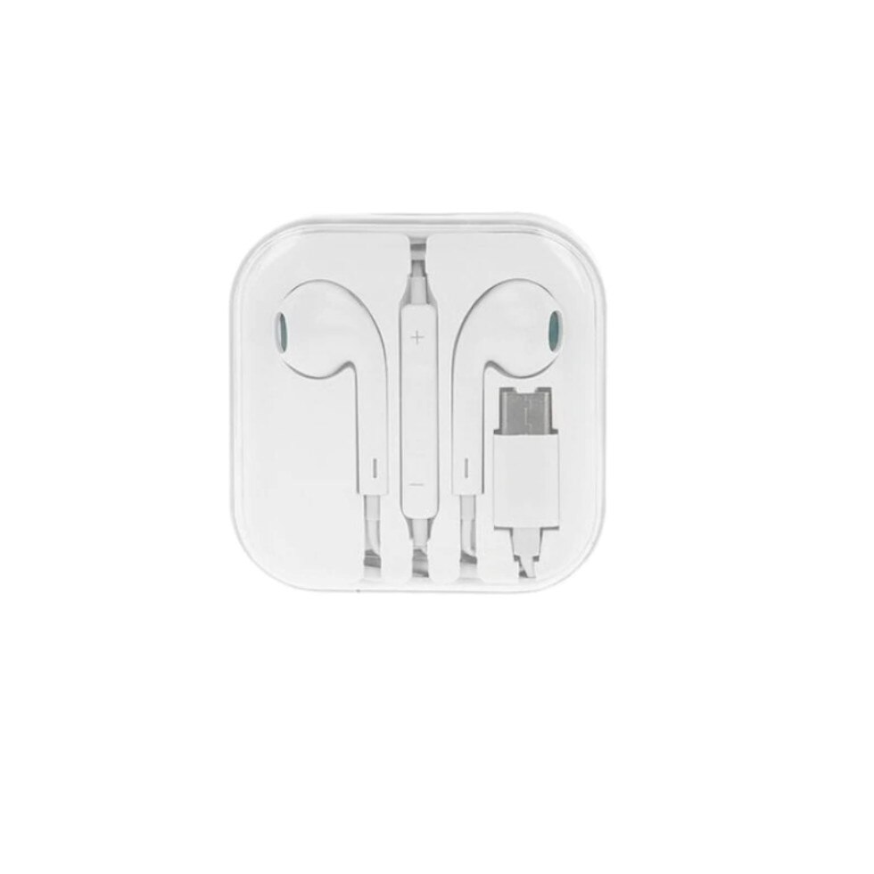 Casti Handsfree EDAR® cu microfon, control volum, mufa Type C , alb