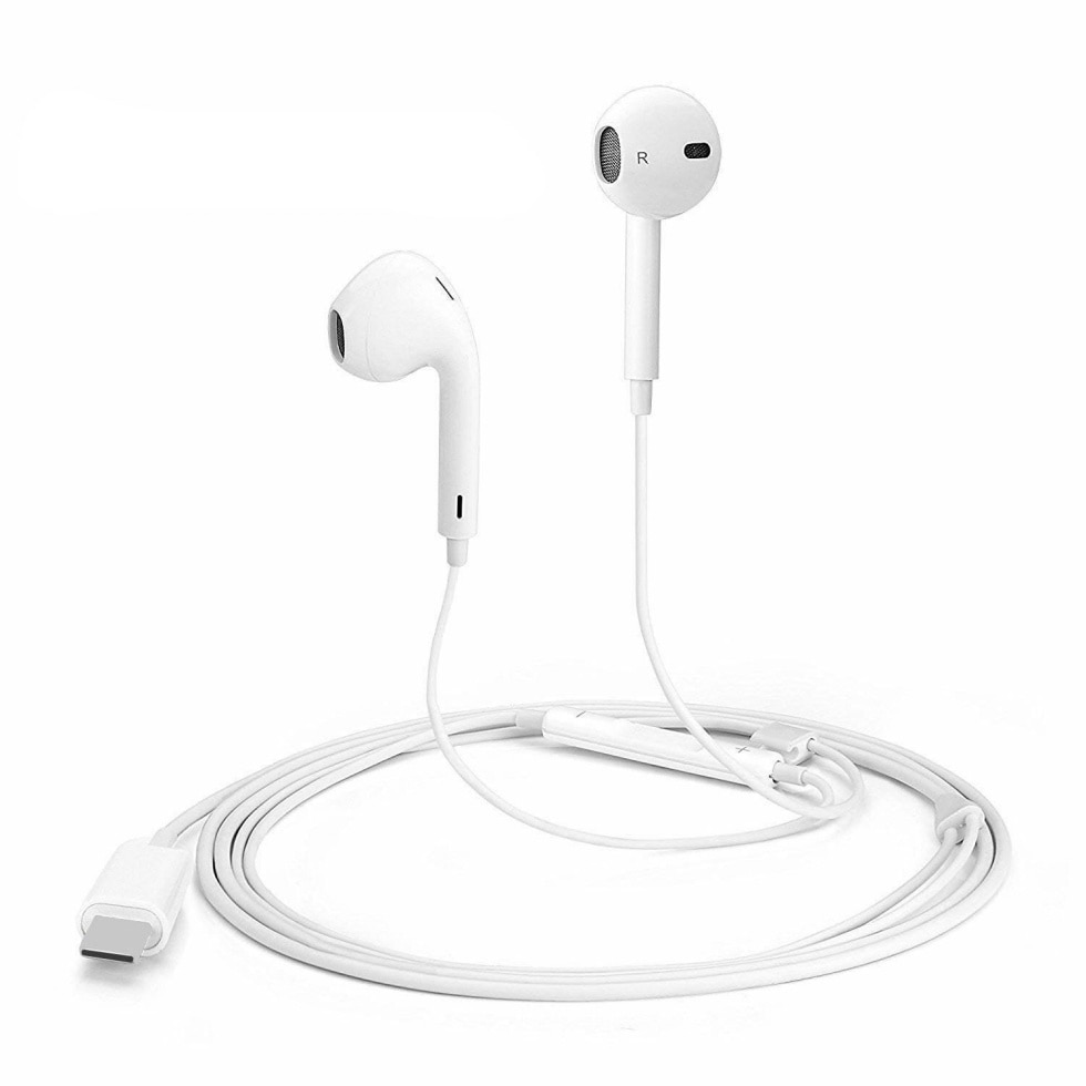 Casti Handsfree EDAR® cu microfon, control volum, mufa Type C , alb