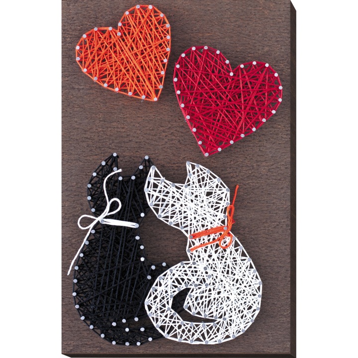 Set String Art, Iubire, 4 culori, 19x29 cm