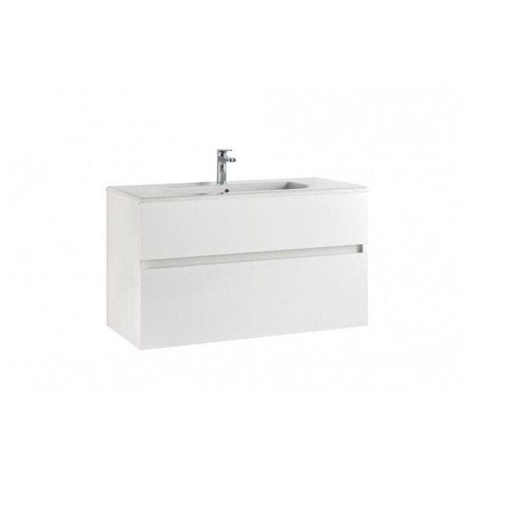 Mobilier baie cu lavoar Gala Jade 2 sertare Alb lucios 100 cm