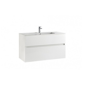 Mobilier baie cu lavoar Gala Jade 2 sertare Alb lucios 100 cm Mobilier baie cu lavoar Gala Jade 2 sertare Alb lucios 100 cm