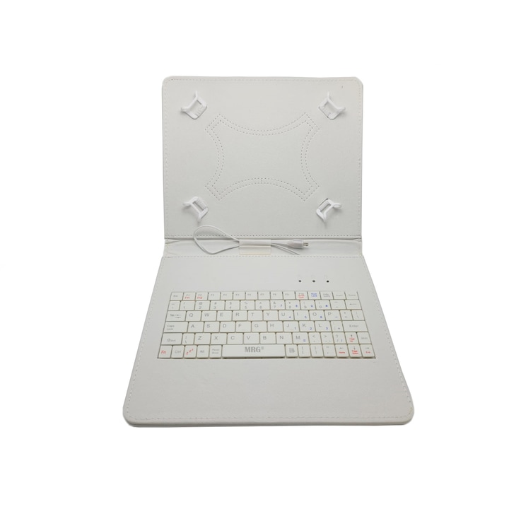 Калъф за таблет MRG L-462, С клавиатура, 9,7 инча, Micro USB, Бял