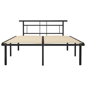 Cadru dublu de pat cu somiera, vidaXL, Metal-placaj, 140 x 200 x 78 cm, Negru Cadru dublu de pat cu somiera, vidaXL, Metal-placaj, 140 x 200 x 78 cm, Negru
