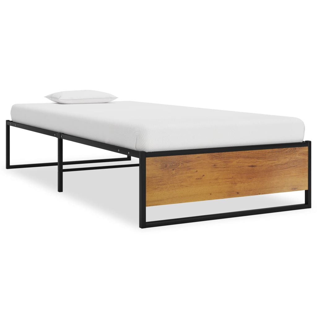 Cadru de pat din metal, vidaXL, Metal, 90 x 200 cm, Negru