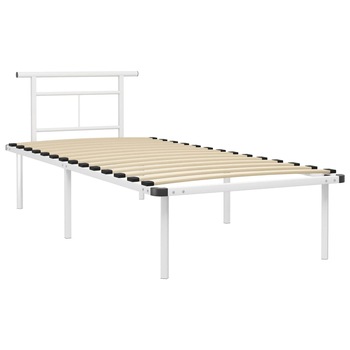 Cadru de pat o persoana, vidaXL, Metal, 90 x 200 cm, Alb Cadru de pat o persoana, vidaXL, Metal, 90 x 200 cm, Alb