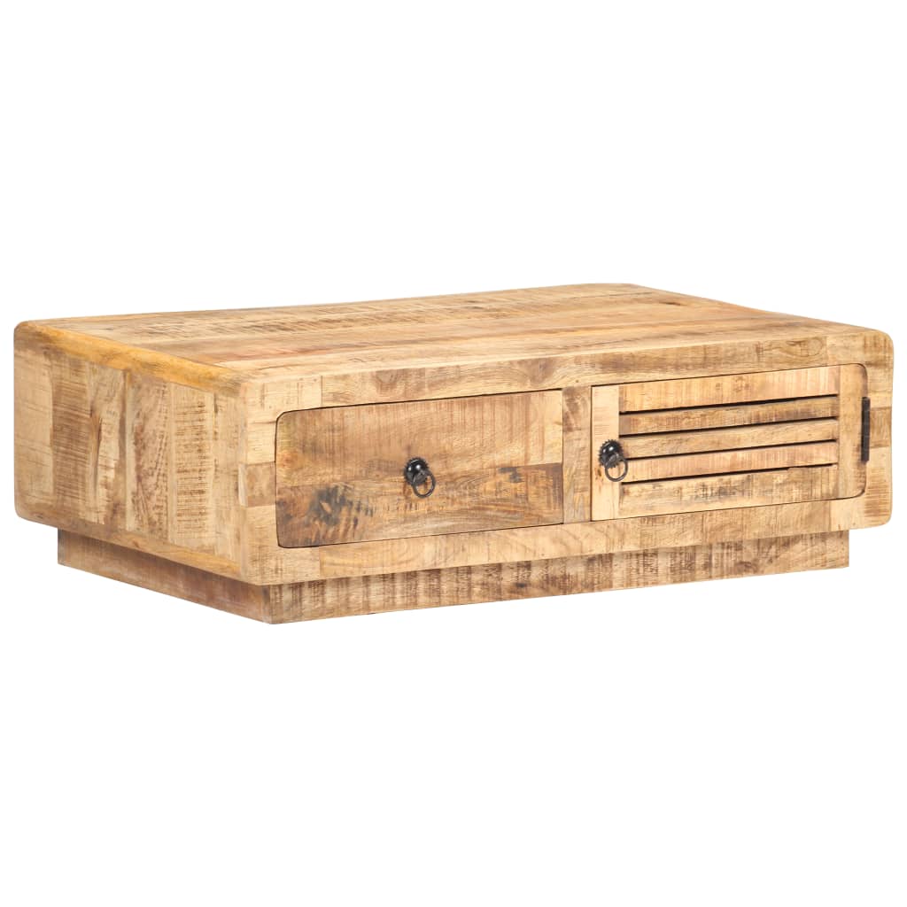 Masuta de cafea vidaXL, Lemnde mango nefinisat, 90 x 60 x 29 cm, Maro deschis